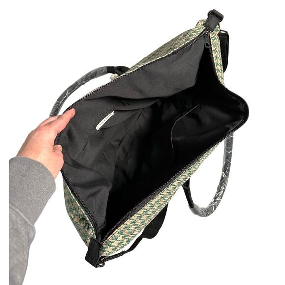 Lulu‎ Dharma NWT Green Houndstooth Weekender Bag Large Tote Carryon Travel - Picture 7 of 11